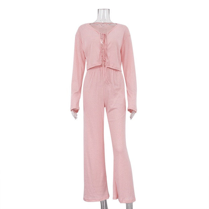 Two-piece suit with tie top and long pants – Neta