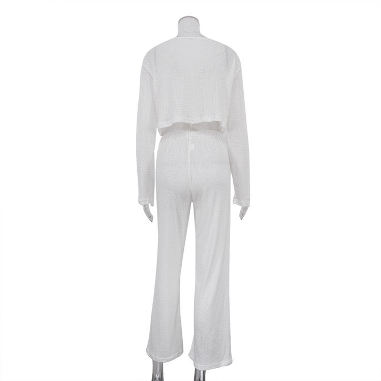 Two-piece suit with tie top and long pants – Neta