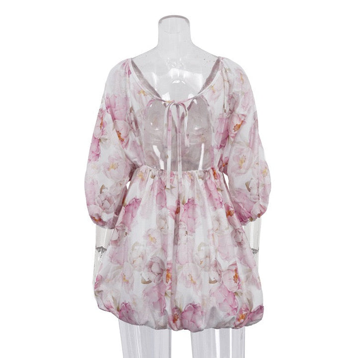 Floral balloon mini dress – Narcissus