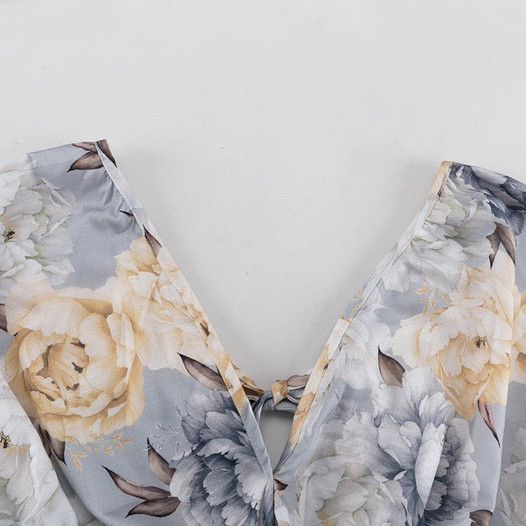 Floral balloon mini dress – Narcissus