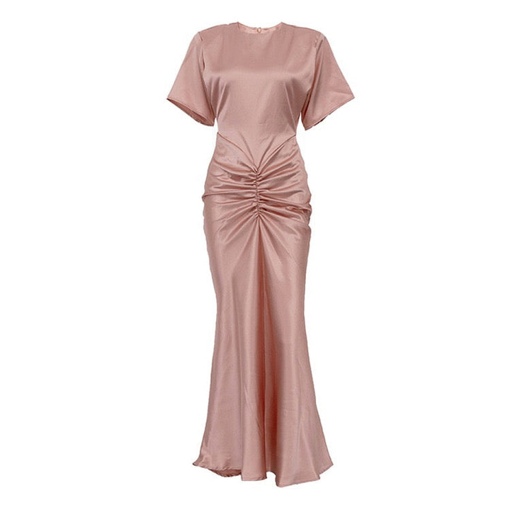 Satin maxi dress with ruched design – Dania