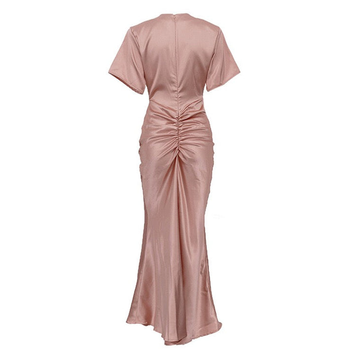 Satin maxi dress with ruched design – Dania