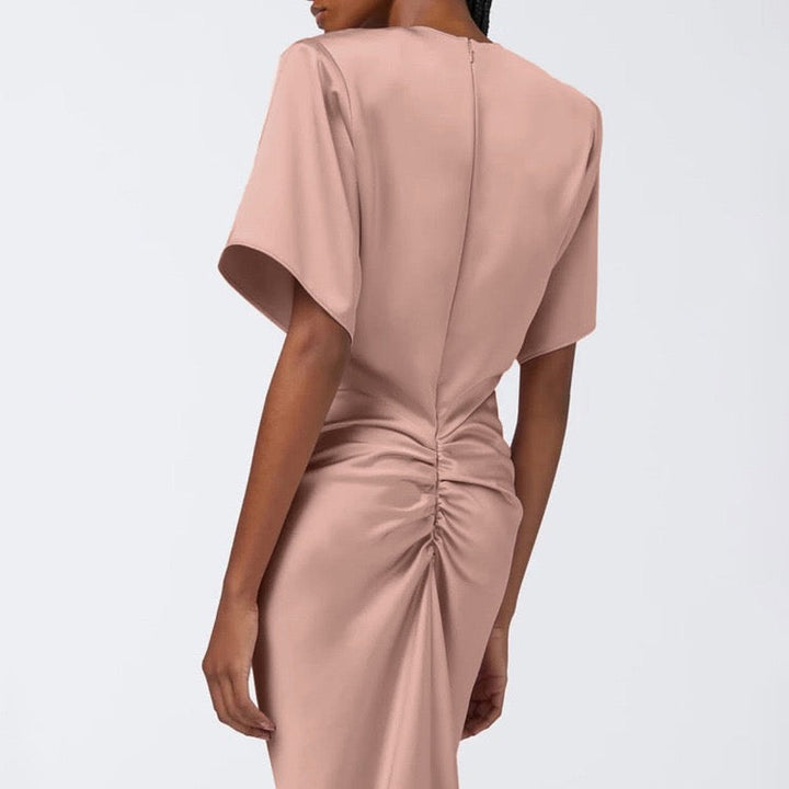 Satin maxi dress with ruched design – Dania