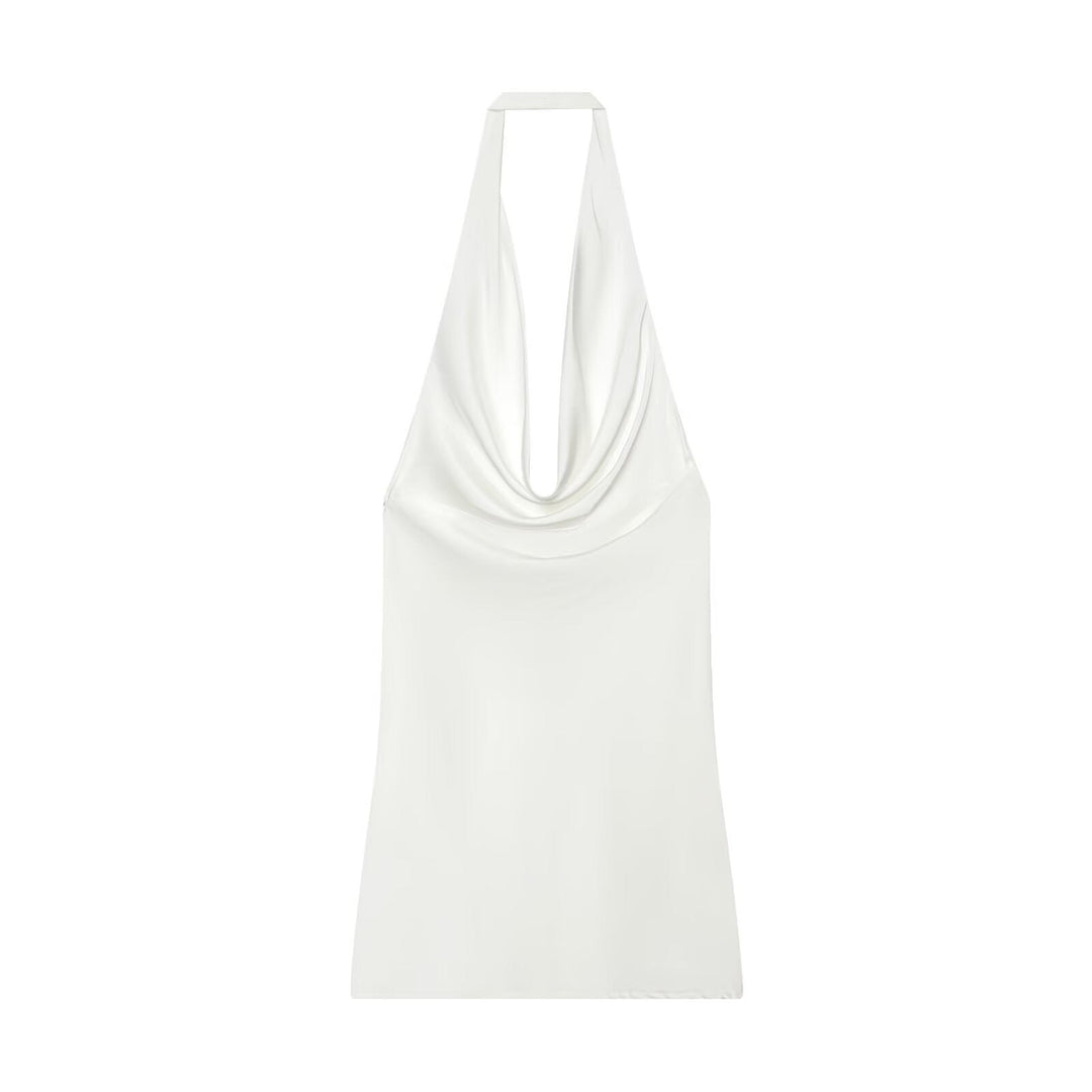Satin dress with open back and tie design – Lily