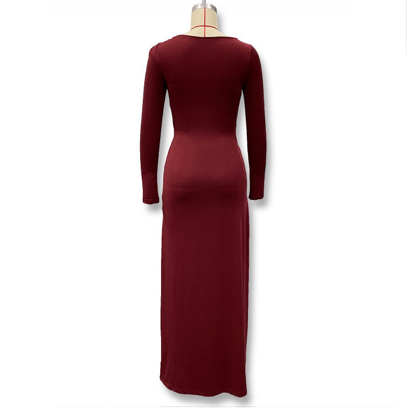 Maxi dress with gathers and buckle design - HAVA