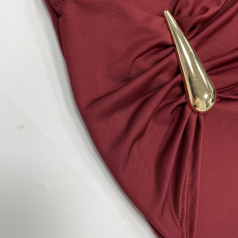 Maxi dress with gathers and buckle design - HAVA