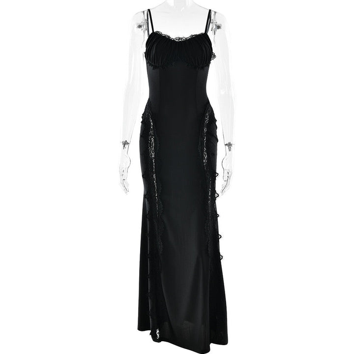 Shiny fitted maxi dress with lace design - Alexa
