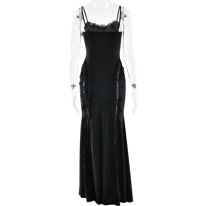 Shiny fitted maxi dress with lace design - Alexa