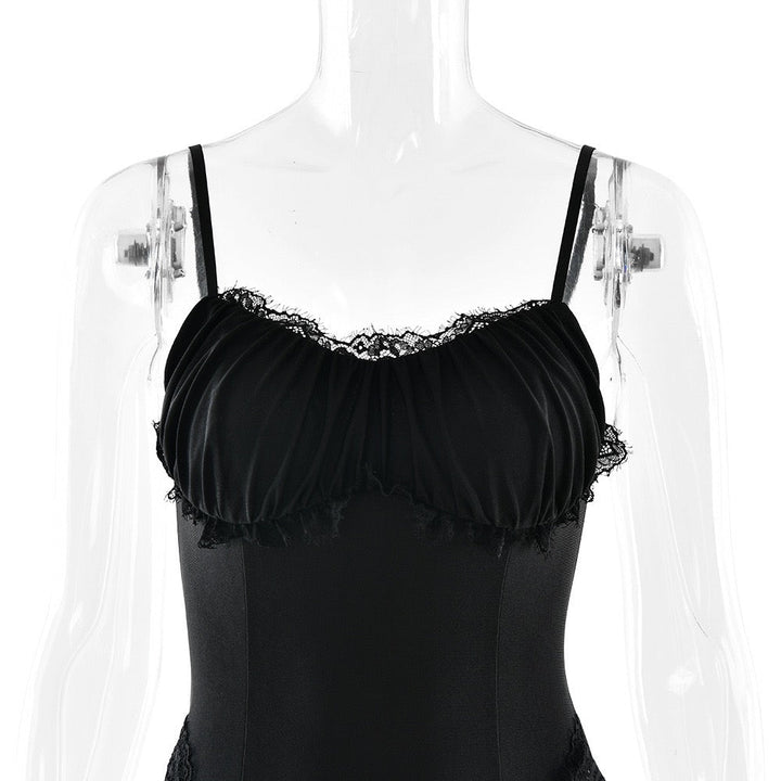 Shiny fitted maxi dress with lace design - Alexa