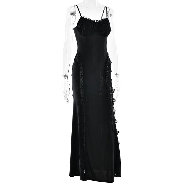 Shiny fitted maxi dress with lace design - Alexa