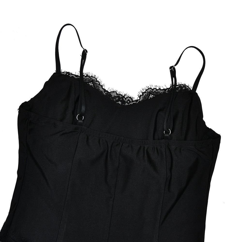 Shiny fitted maxi dress with lace design - Alexa