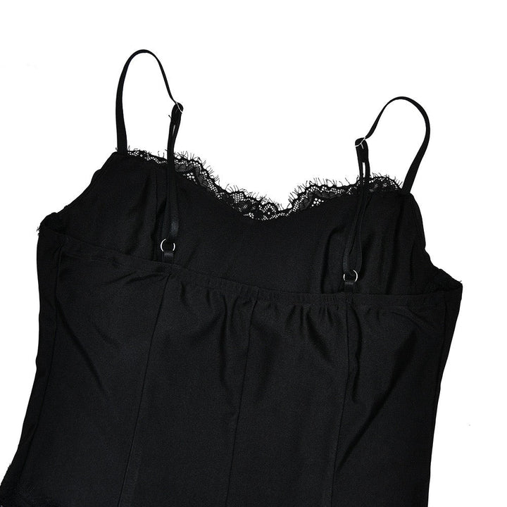Shiny fitted maxi dress with lace design - Alexa