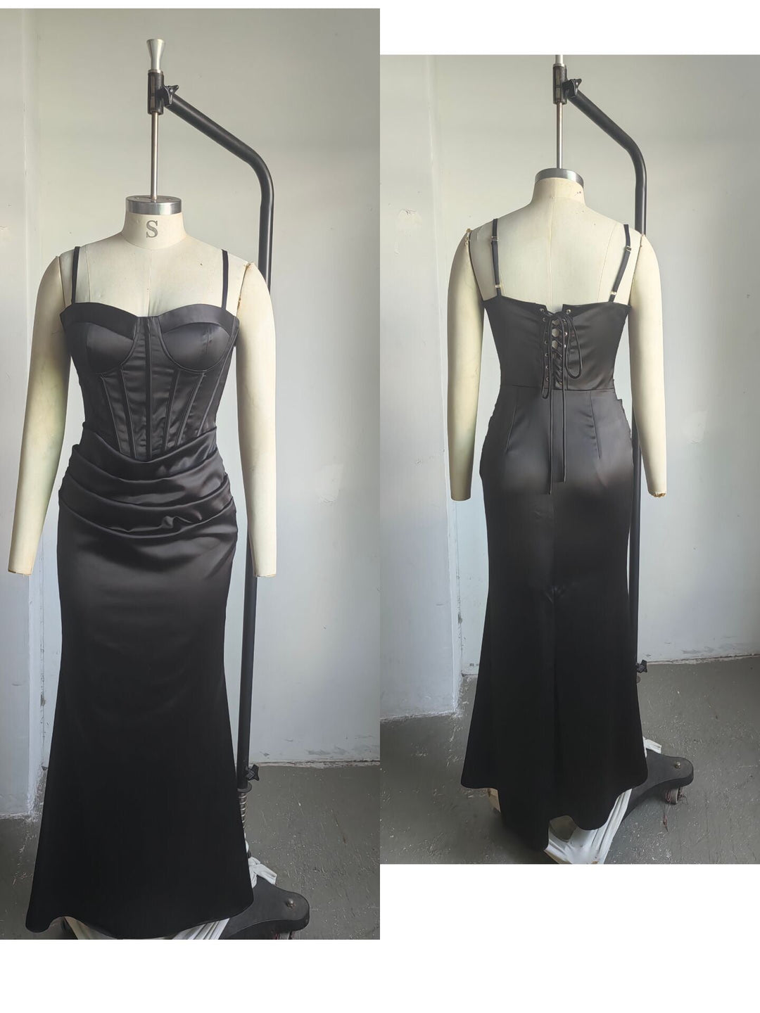 Satin maxi dress with corset design - Joel