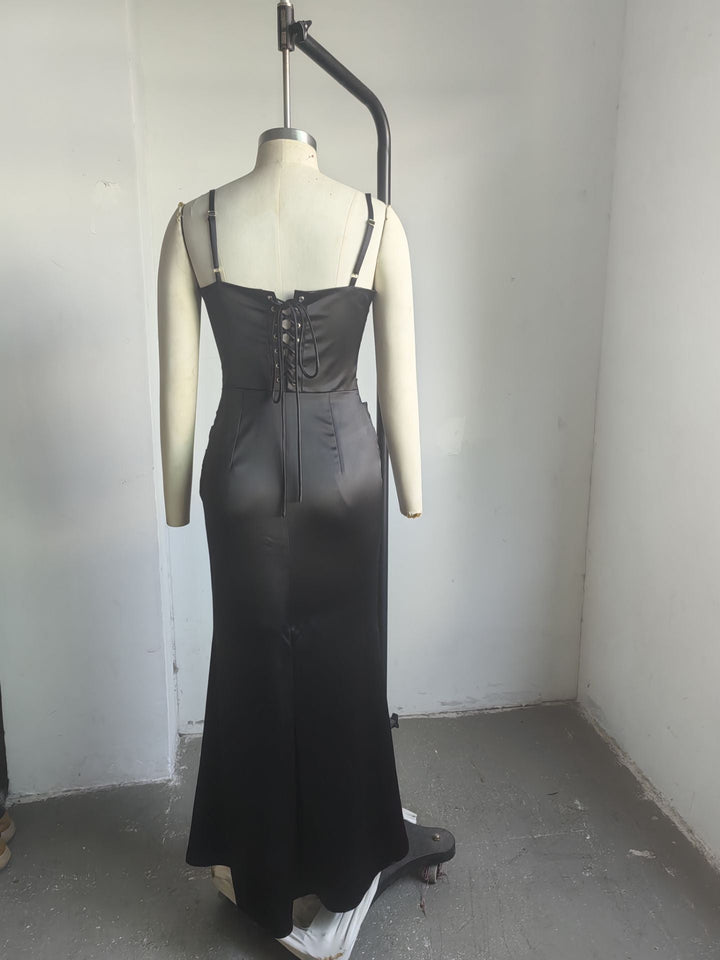 Satin maxi dress with corset design - Joel