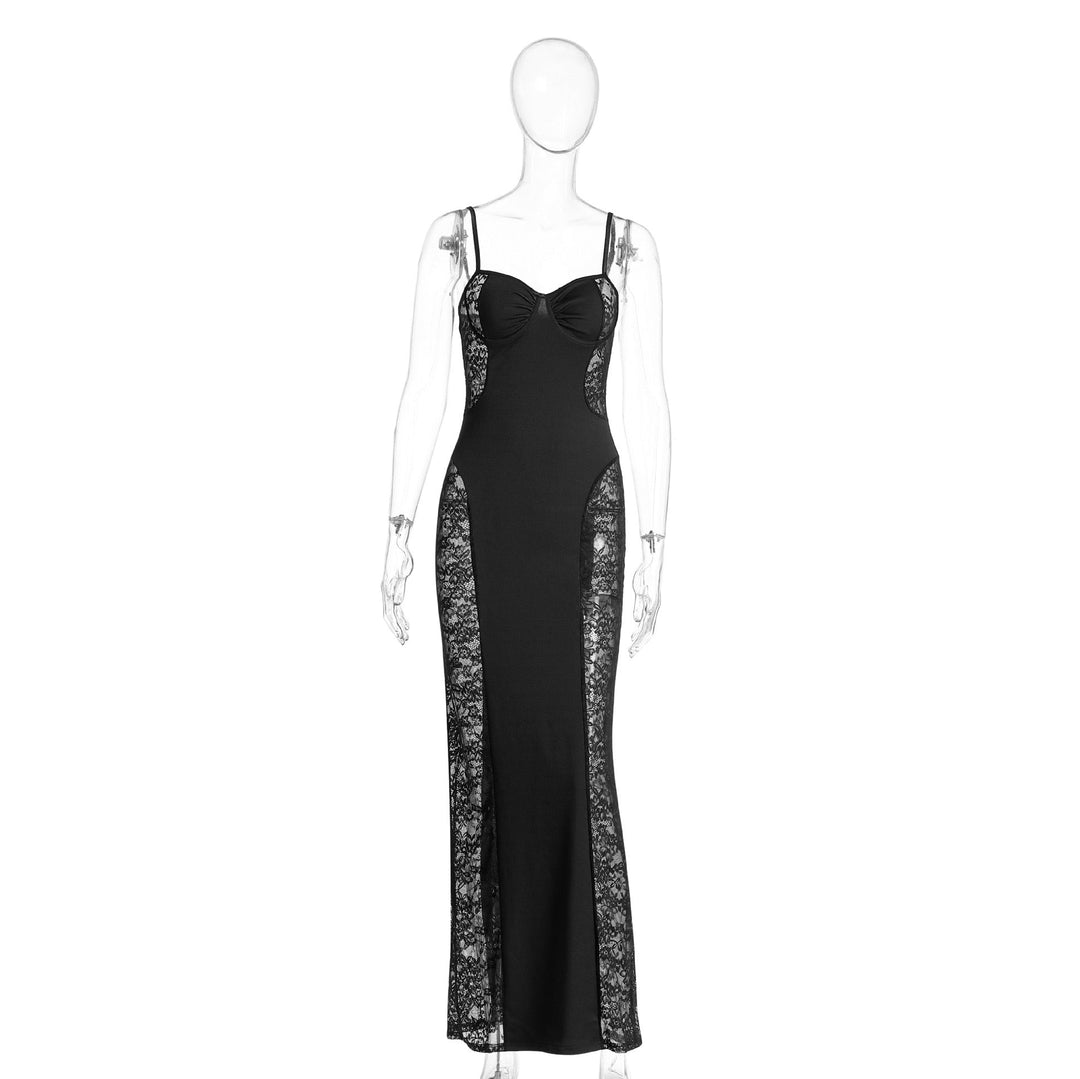 Fitted maxi dress with lace design - Gioia