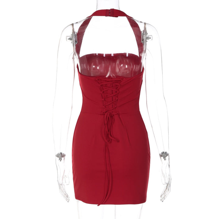 Fitted mini dress in shaping fabric with open-back design – Amor