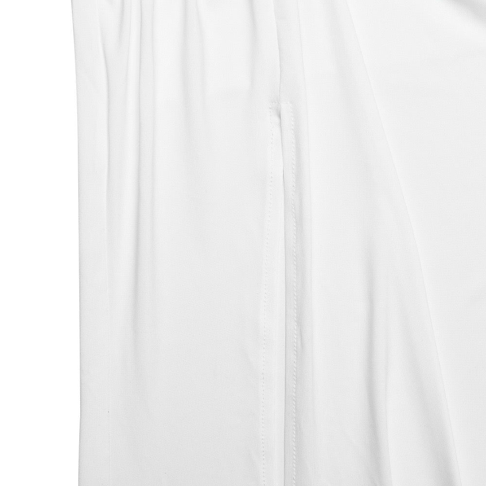 Maxi dress with collar, open back, ruching, and slit design - Tiran