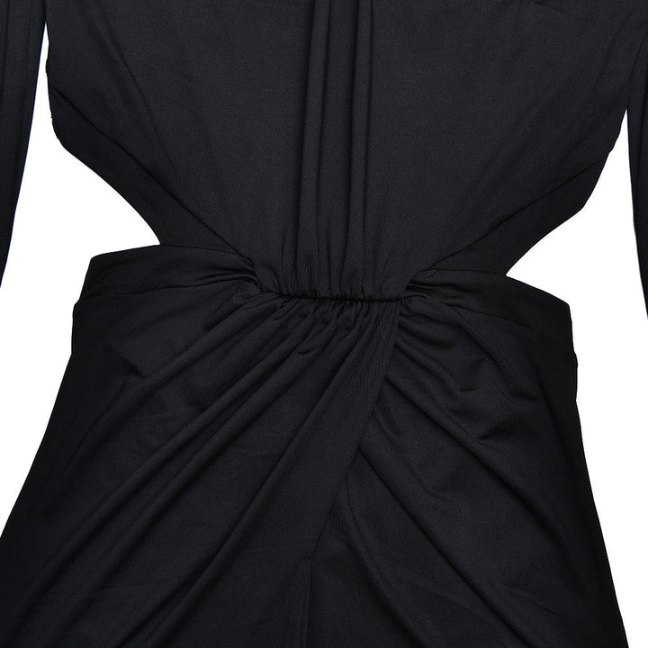 Golf maxi dress with zipper closure, open back, and slit design - Noyal