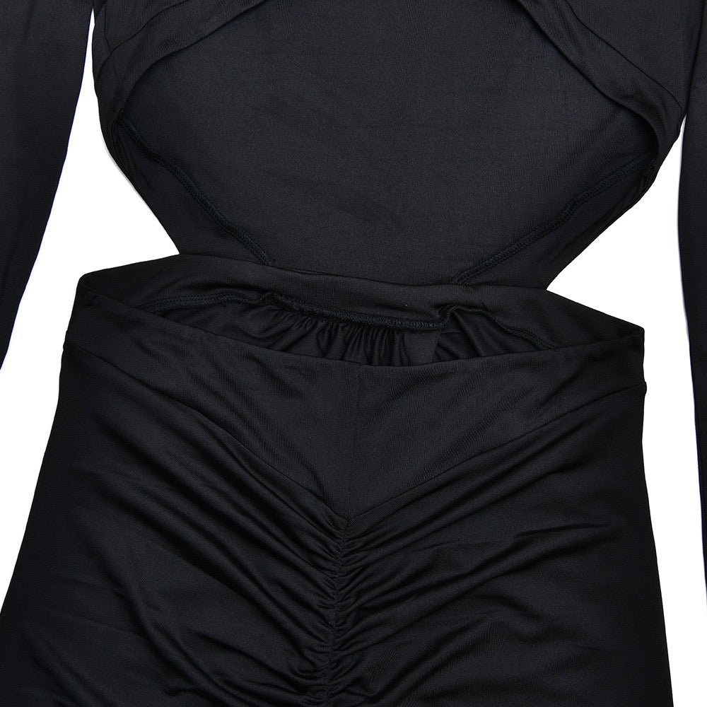 Golf maxi dress with zipper closure, open back, and slit design - Noyal