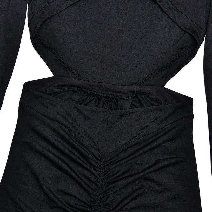 Golf maxi dress with zipper closure, open back, and slit design - Noyal
