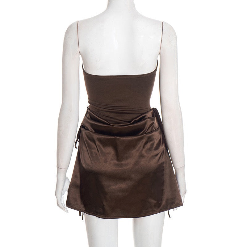 Mini strapless dress with satin pleats - Vera