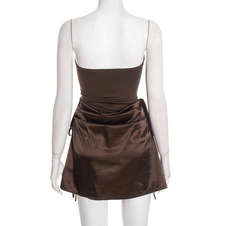 Mini strapless dress with satin pleats - Vera