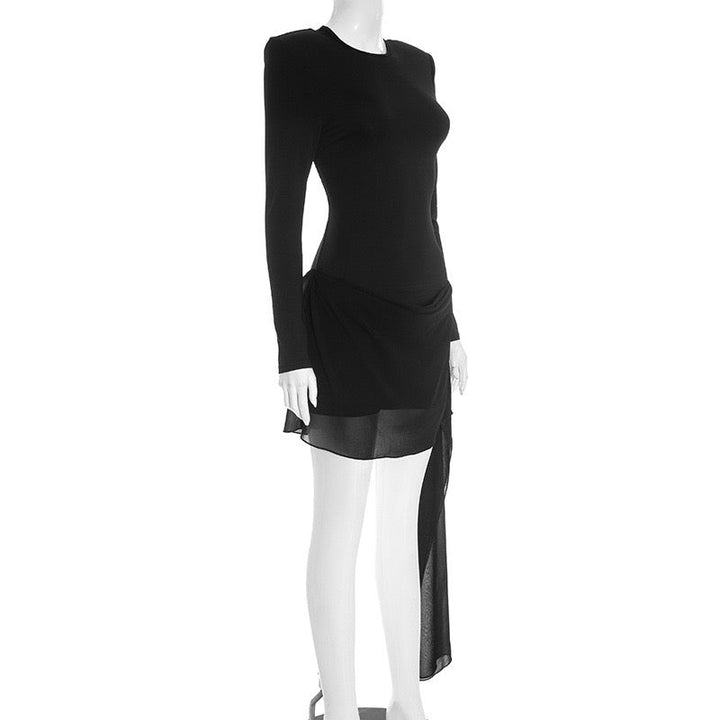 Mini dress with chiffon pleats and train - Sorella