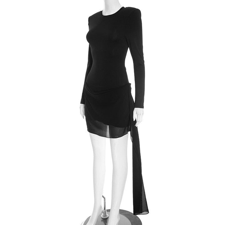 Mini dress with chiffon pleats and train - Sorella
