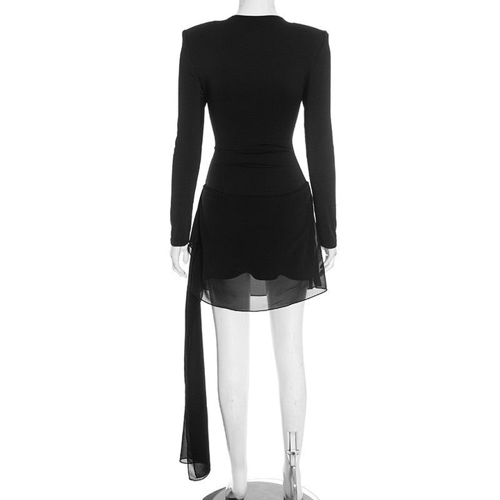 Mini dress with chiffon pleats and train - Sorella