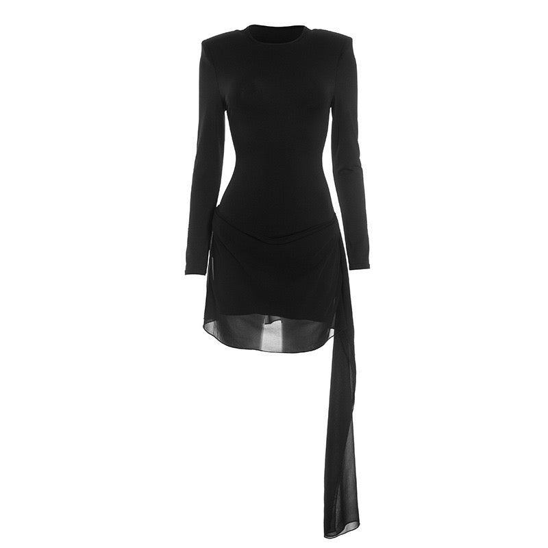 Mini dress with chiffon pleats and train - Sorella