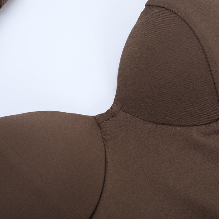 Fitted maxi dress with tie at the back, open back, and cutout - TATIANA
