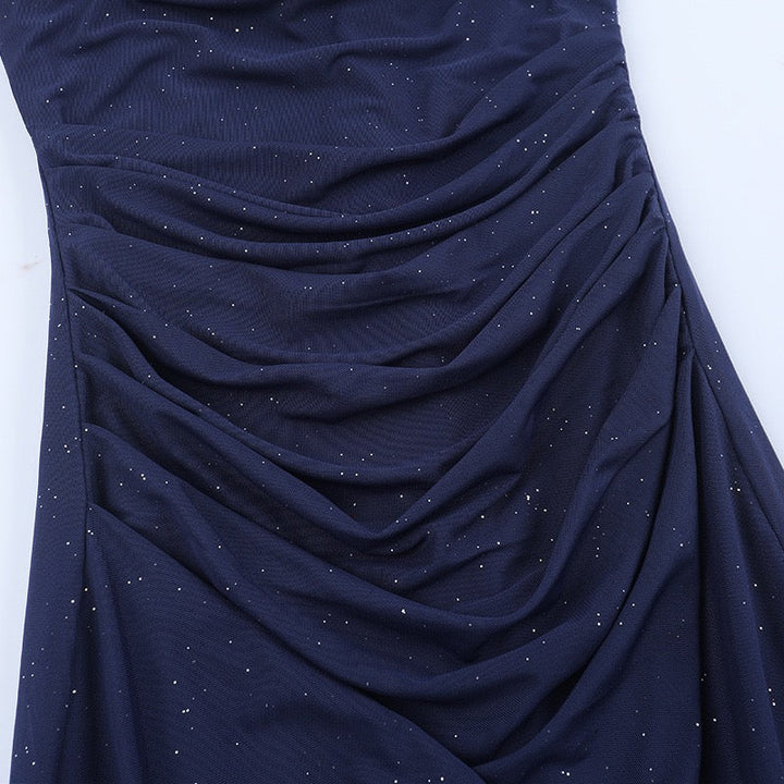 Maxi strapless sequin dress decorated with matching scarf - Miamor
