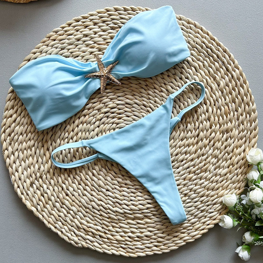 Strapless bikini swimsuit with starfish design – Li Yam
