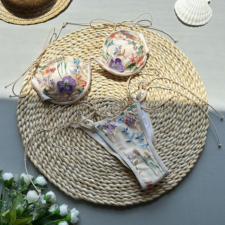 Bikini swimsuit with floral embroidery design – Legend