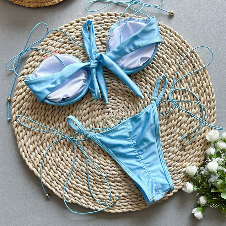 Bikini swimsuit with floral embroidery design – Legend