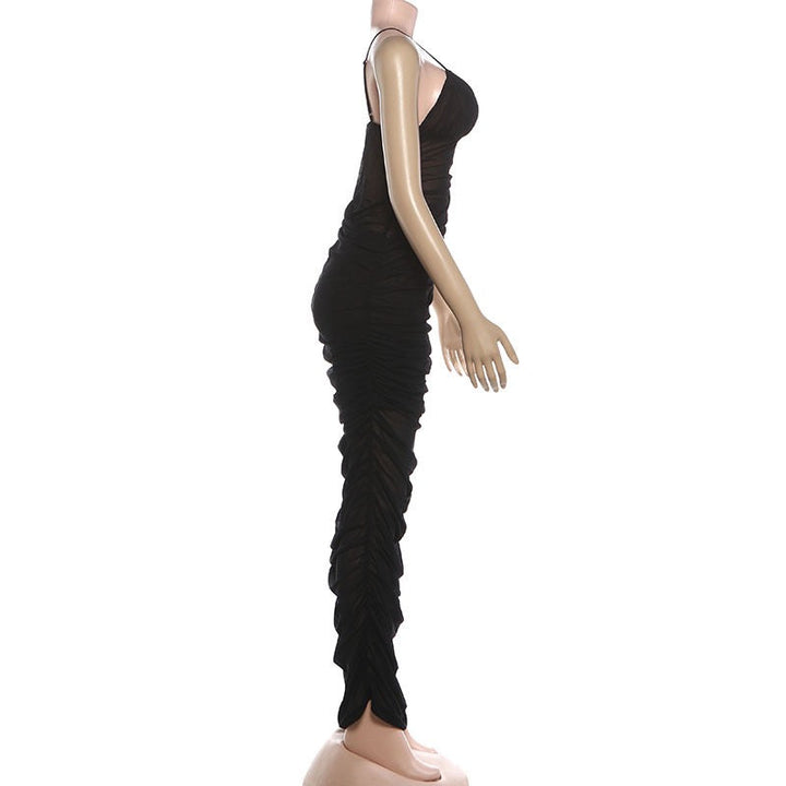 Midi chiffon dress with ruching and hem design - Kerem