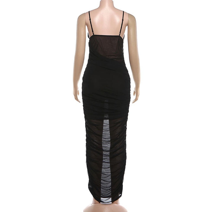 Midi chiffon dress with ruching and hem design - Kerem