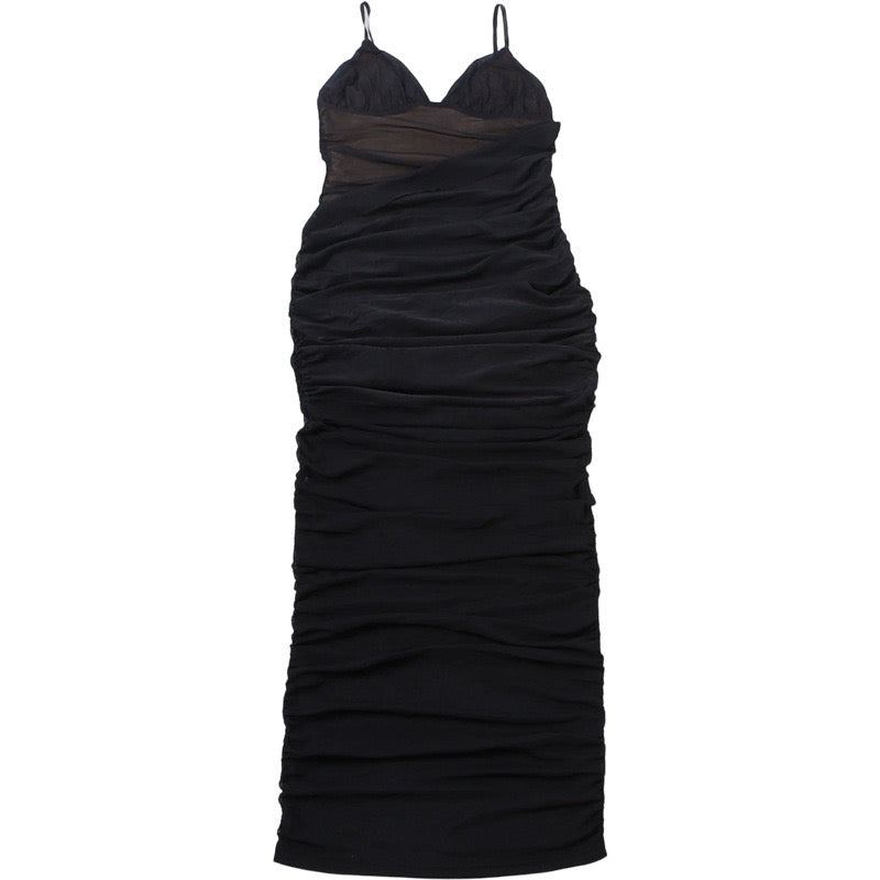 Midi chiffon dress with ruching and hem design - Kerem