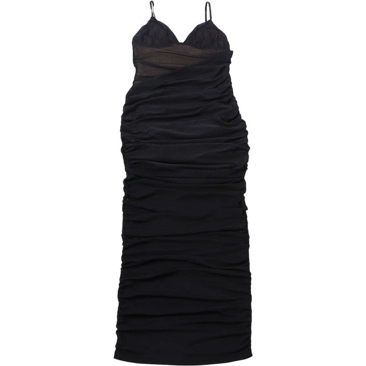 Midi chiffon dress with ruching and hem design - Kerem