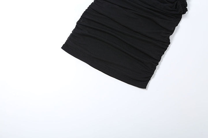 Midi chiffon dress with ruching and hem design - Kerem