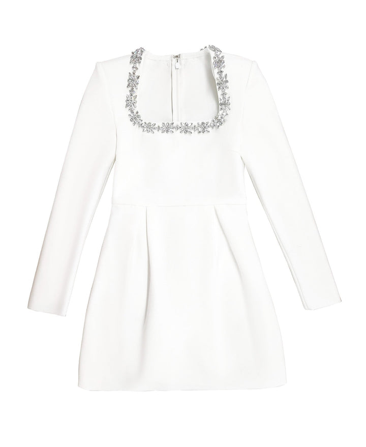 Elegant fitted mini dress decorated with diamonds - Ayla