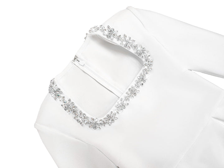 Elegant fitted mini dress decorated with diamonds - Ayla