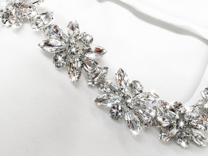 Elegant fitted mini dress decorated with diamonds - Ayla