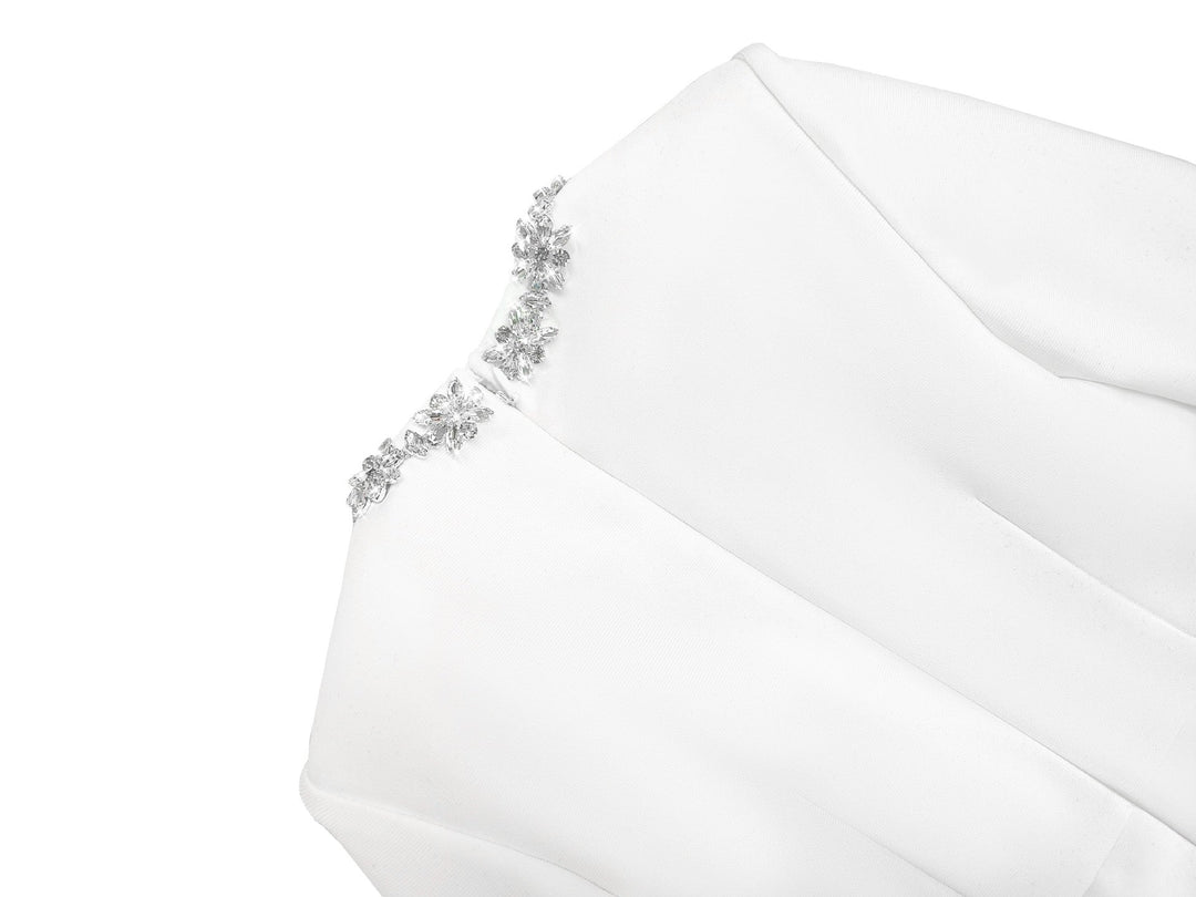 Elegant fitted mini dress decorated with diamonds - Ayla