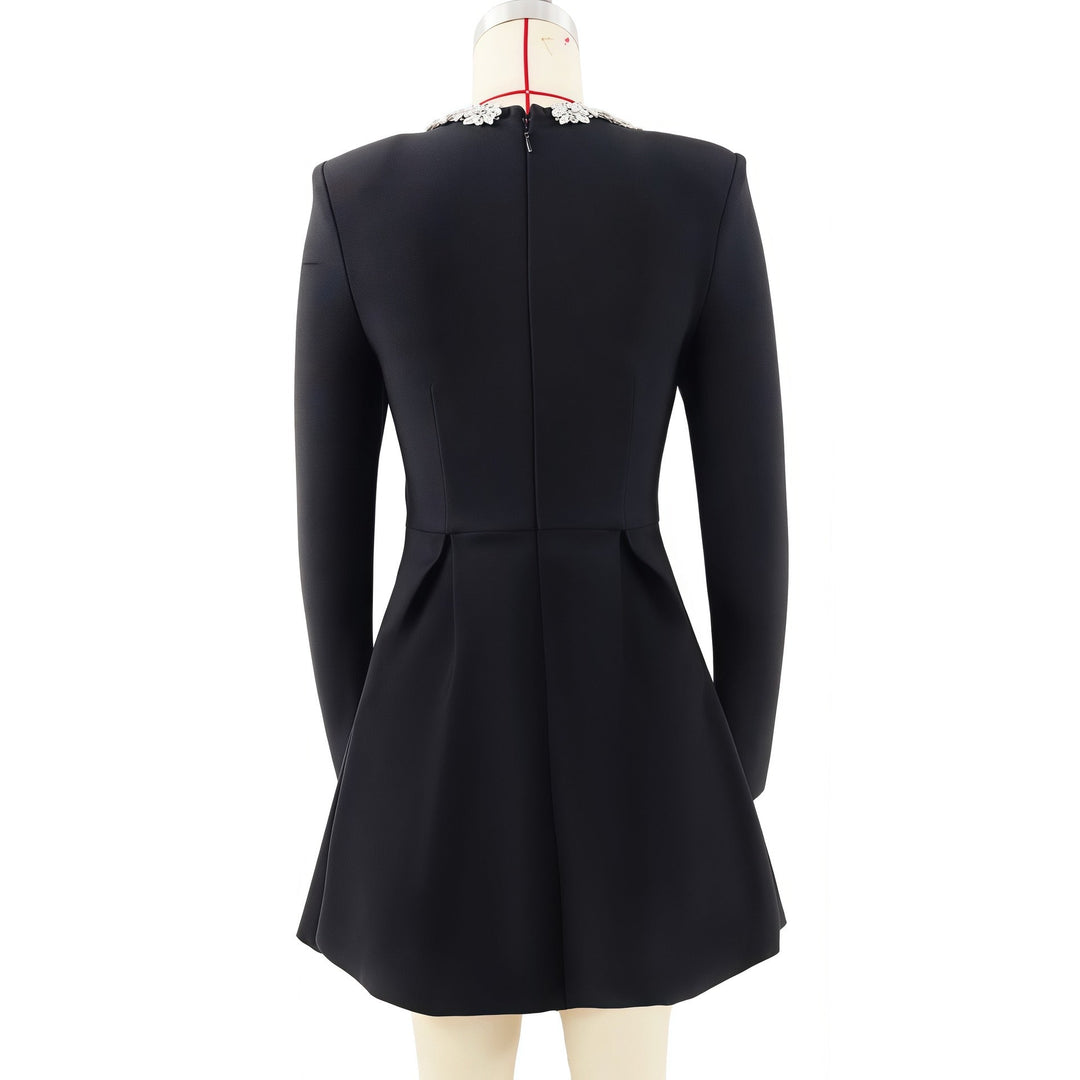 Elegant fitted mini dress decorated with diamonds - Ayla