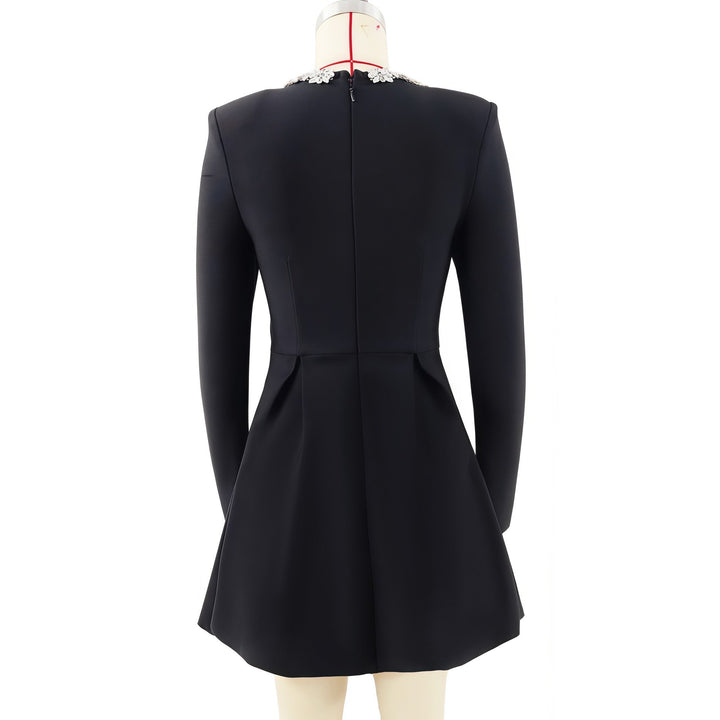 Elegant fitted mini dress decorated with diamonds - Ayla