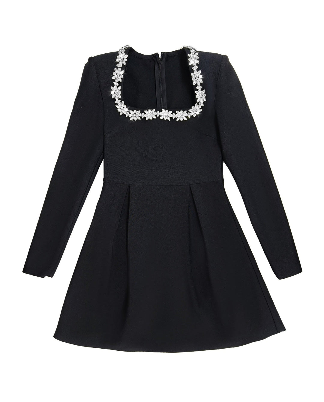 Elegant fitted mini dress decorated with diamonds - Ayla