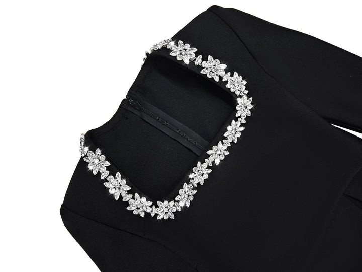 Elegant fitted mini dress decorated with diamonds - Ayla