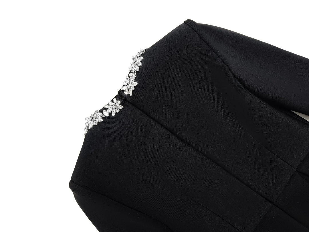 Elegant fitted mini dress decorated with diamonds - Ayla