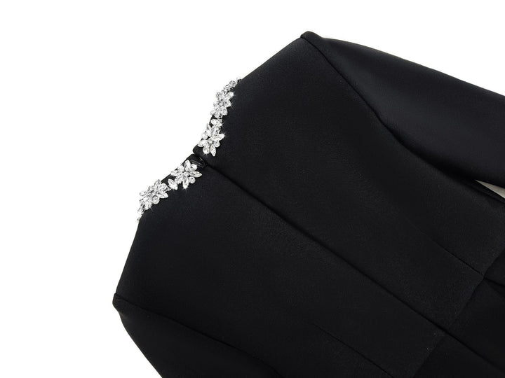Elegant fitted mini dress decorated with diamonds - Ayla